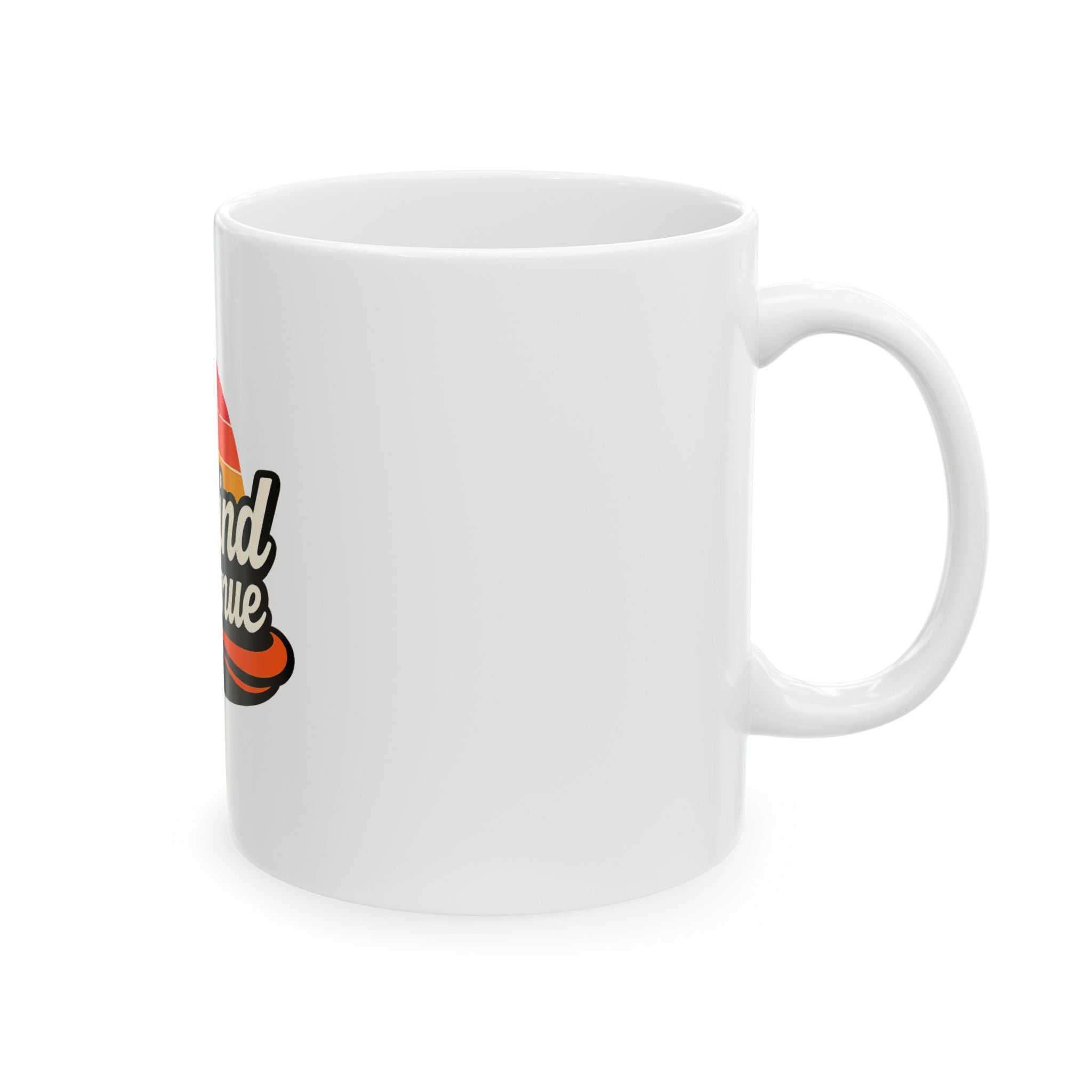 Rewind Avenue Ceramic Mug – Retro Sunset Logo Coffee Cup (11oz, 15oz)