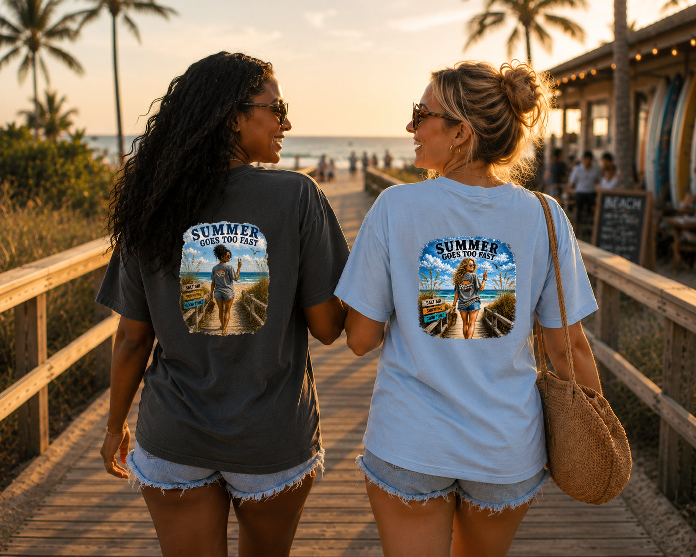 Summer Goes Too Fast T-Shirt | Black Woman Beach Graphic Tee | Beach Comfort Colors Tee