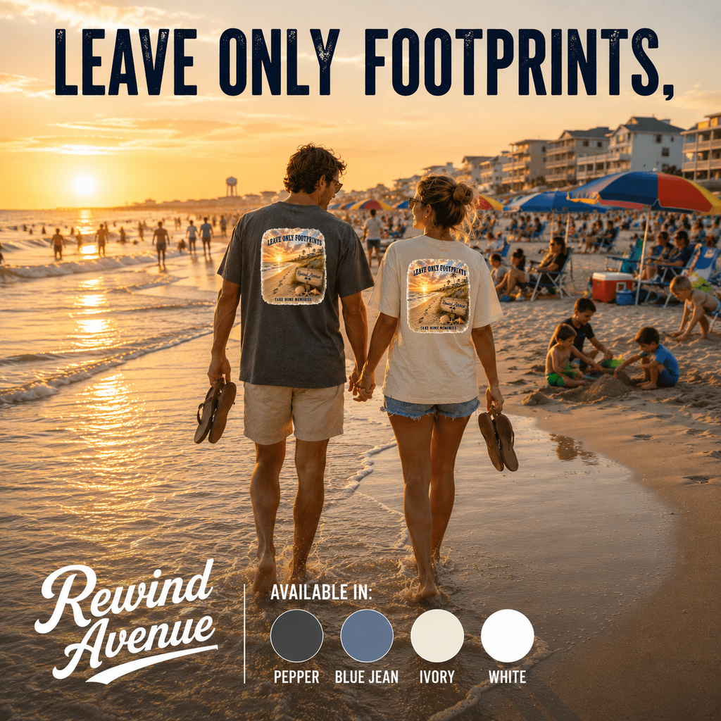 Leave Only Footprints Beach T-Shirt | Coastal Sunset Comfort Colors Tee | Beach Lover Gift