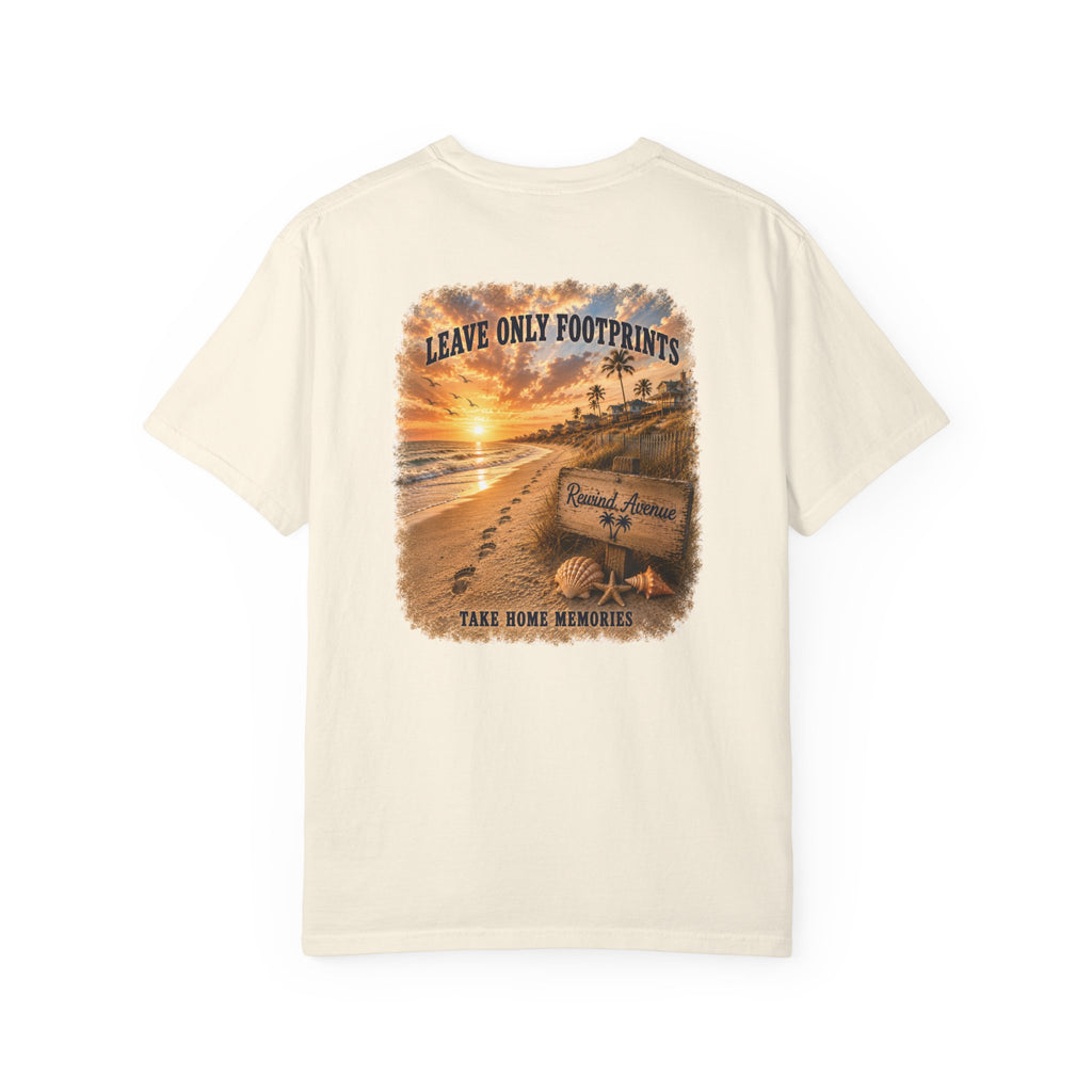 Leave Only Footprints Beach T-Shirt | Coastal Sunset Comfort Colors Tee | Beach Lover Gift