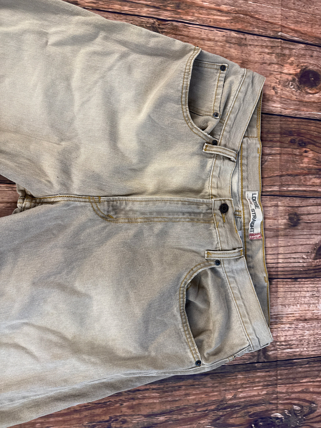 Levi’s 569 Loose Straight Khaki Denim Jeans – Vintage Wash – W38 L32