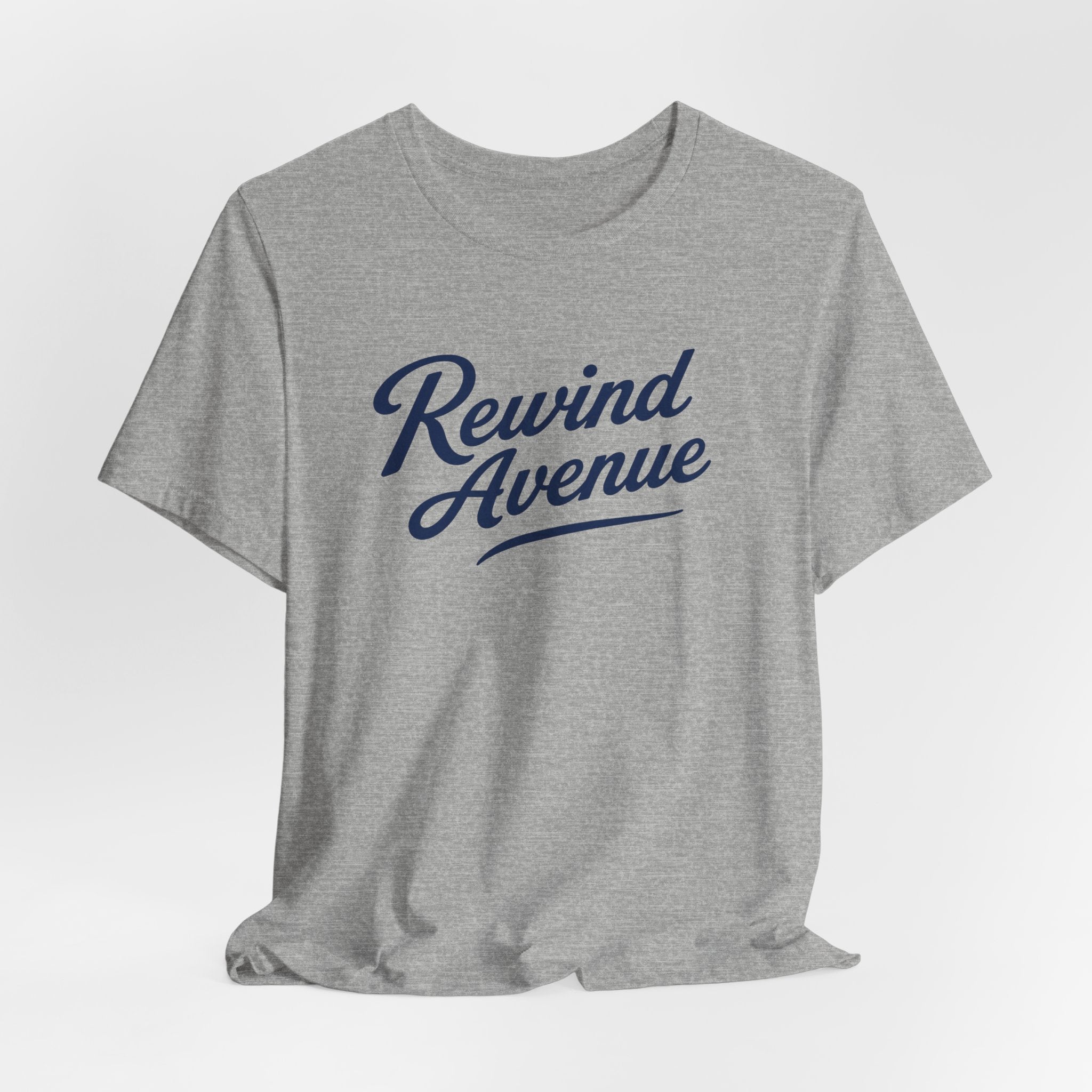 Rewind Avenue Vintage Script Graphic Tee - Blue Logo