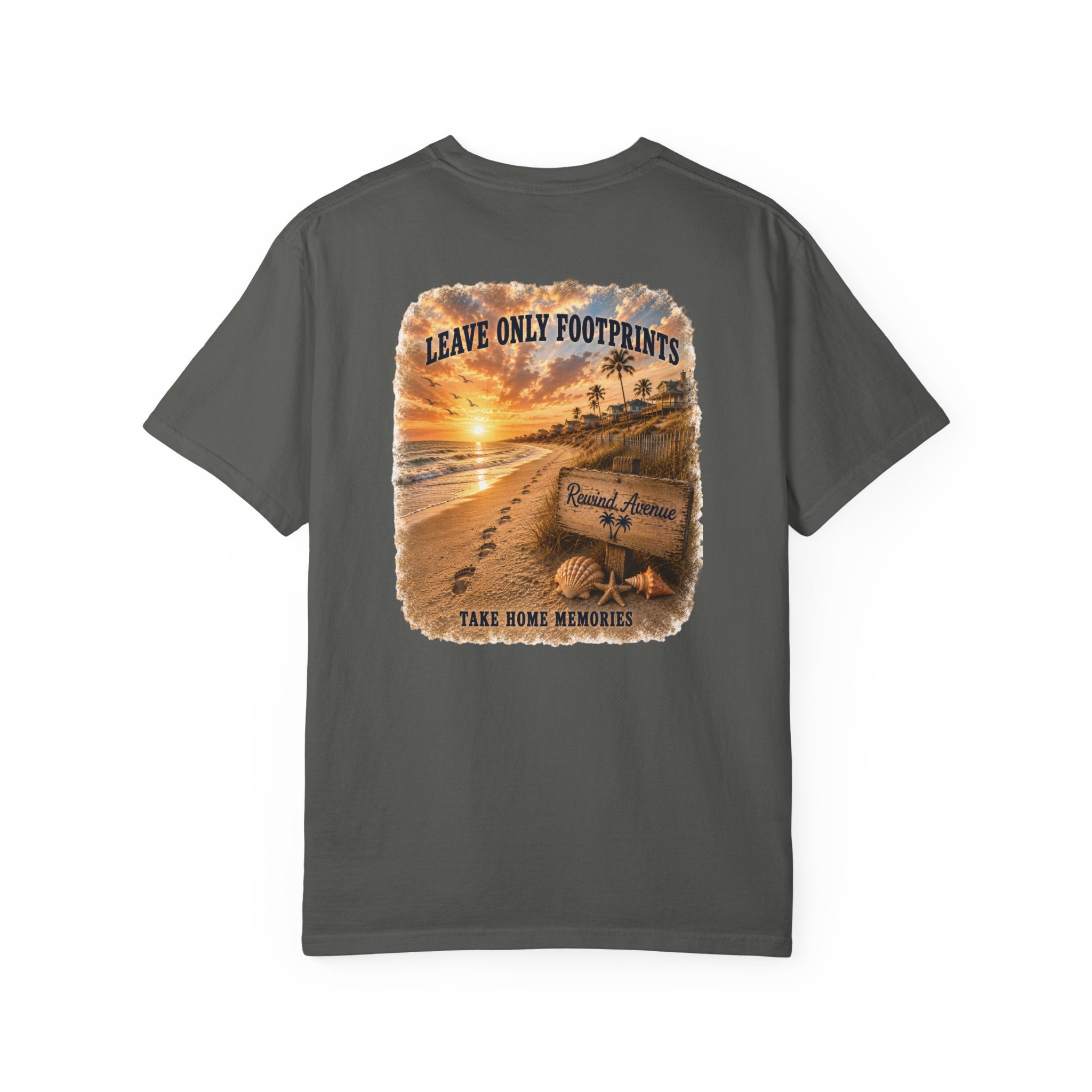 Leave Only Footprints Beach T-Shirt | Coastal Sunset Comfort Colors Tee | Beach Lover Gift