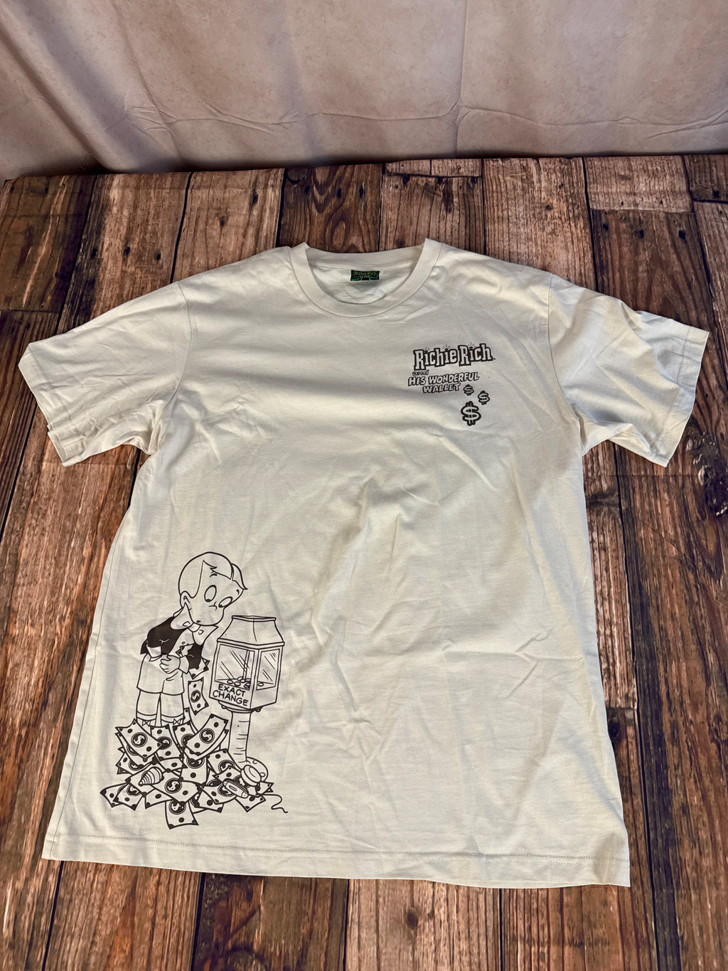 Richie Rich x Shoe Palace Graphic Tee Adult Large Cream Cartoon Streetwear Shirt