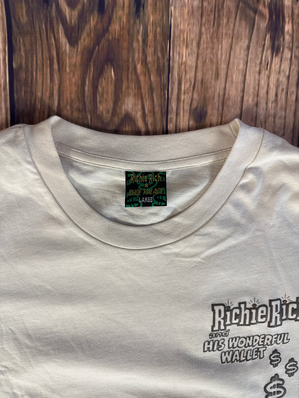 Richie Rich x Shoe Palace Graphic Tee Adult Large Cream Cartoon Streetwear Shirt