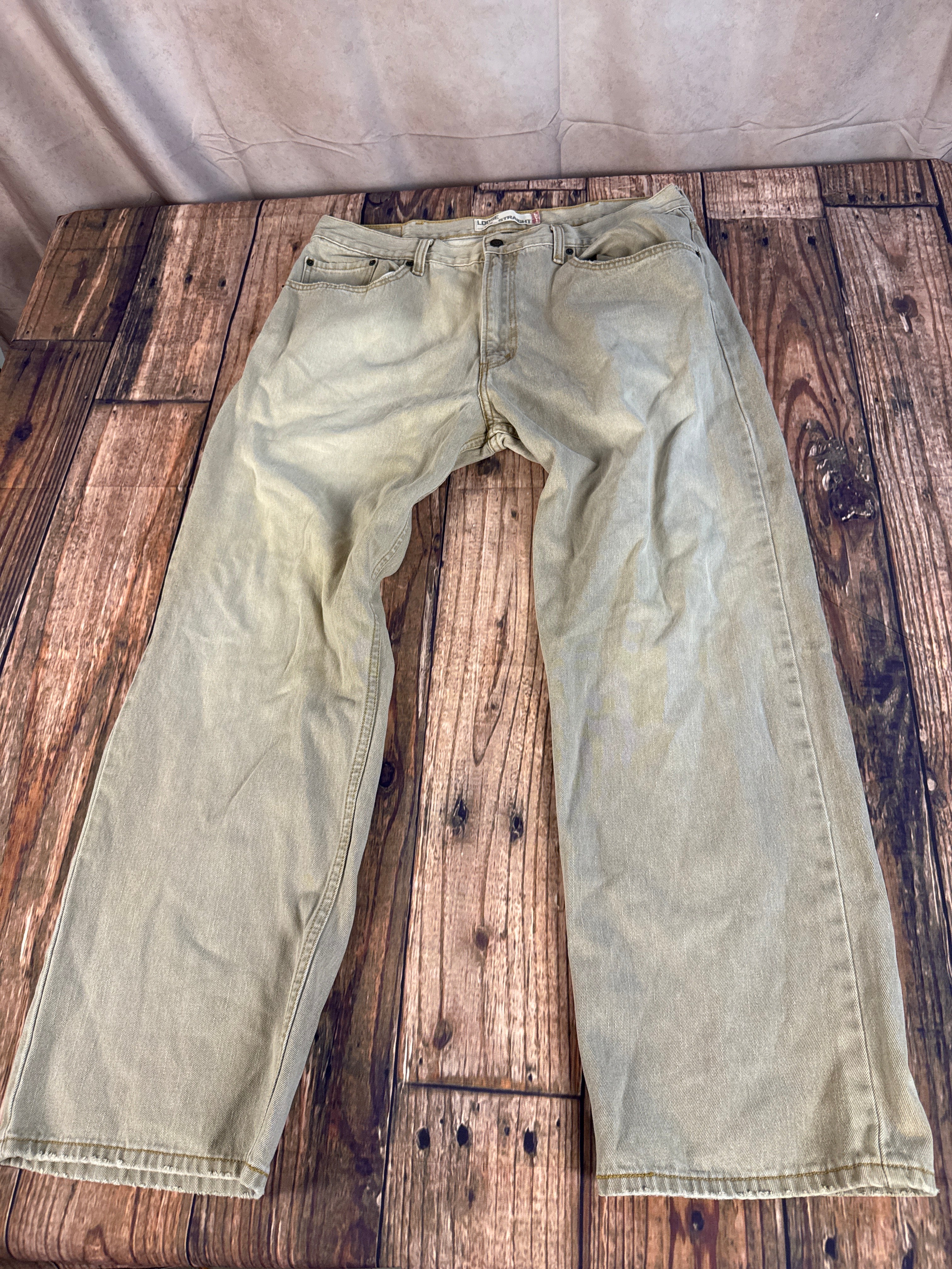 Levi’s 569 Loose Straight Khaki Denim Jeans – Vintage Wash – W38 L32