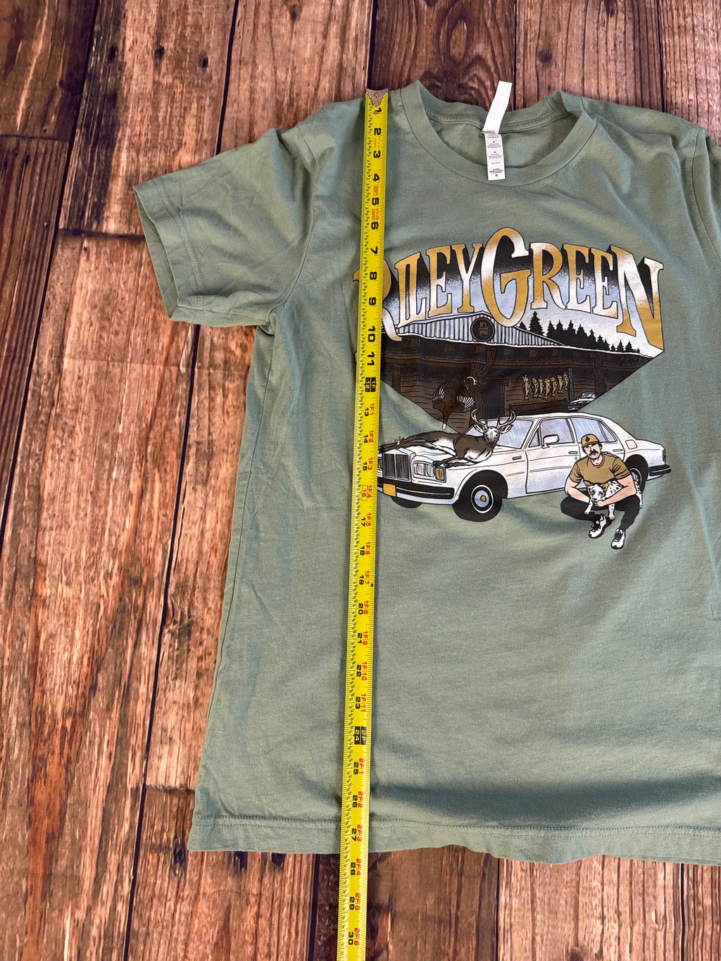 Riley Green Graphic T-Shirt Sage Green Country Music Tee Medium