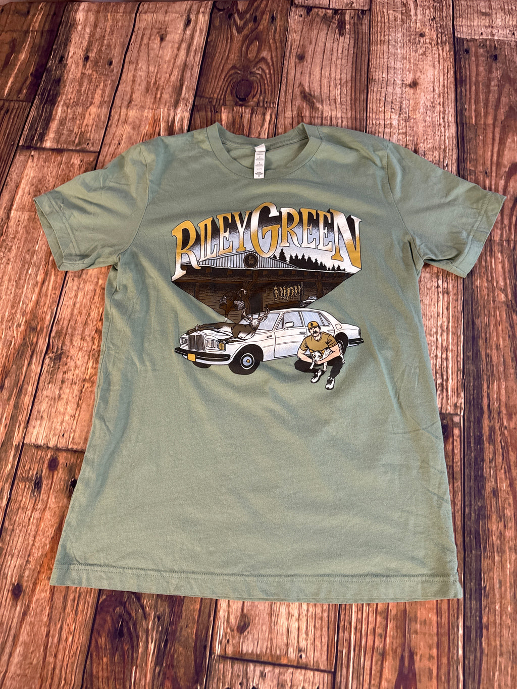 Riley Green Graphic T-Shirt Sage Green Country Music Tee Medium