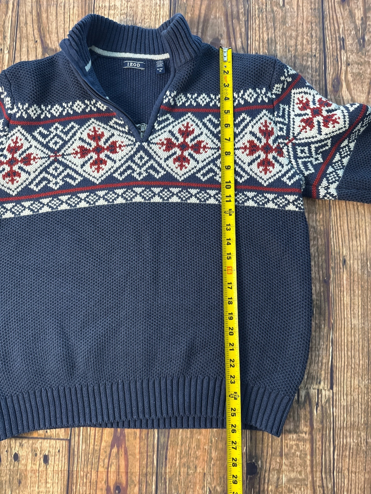 IZOD Fair Isle Quarter Zip Knit Sweater Pullover
