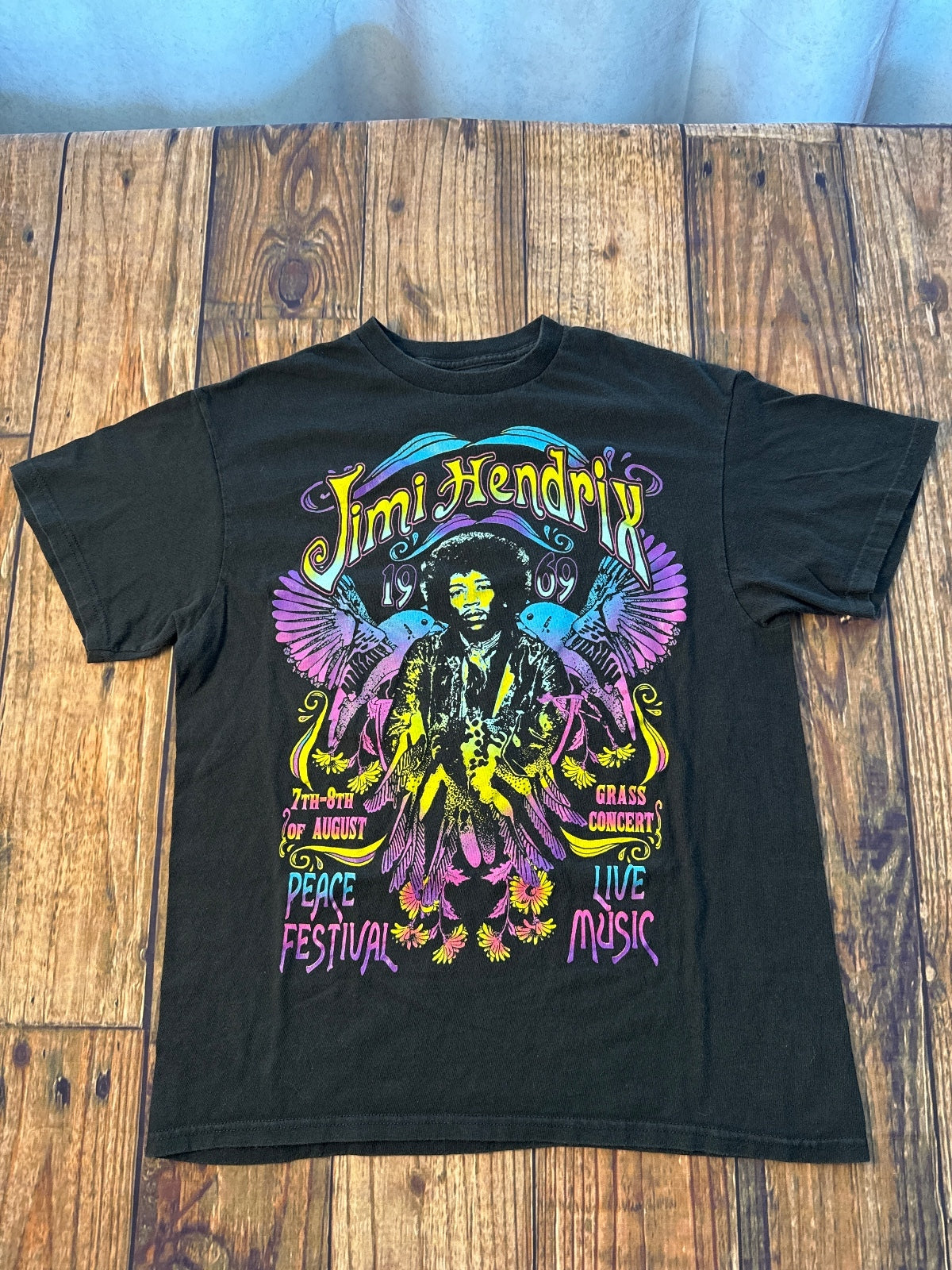 Jimi Hendrix 1969 Peace Festival Graphic Band T-Shirt