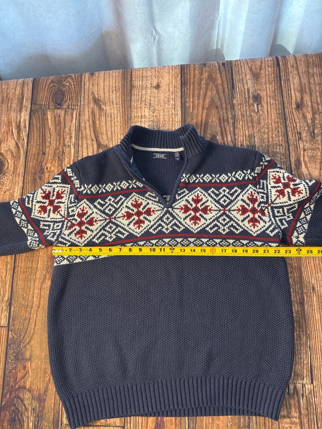 IZOD Fair Isle Quarter Zip Knit Sweater Pullover