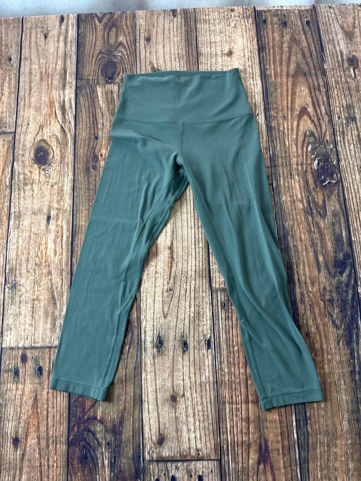 Lululemon Green High Rise Cropped Leggings No Size Tag Measured