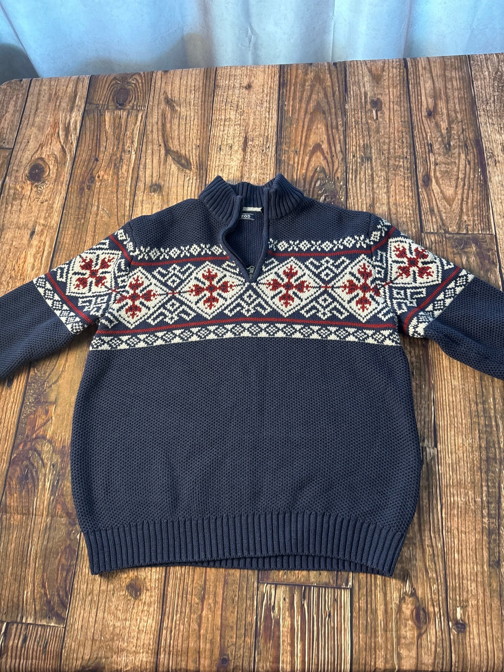 IZOD Fair Isle Quarter Zip Knit Sweater Pullover