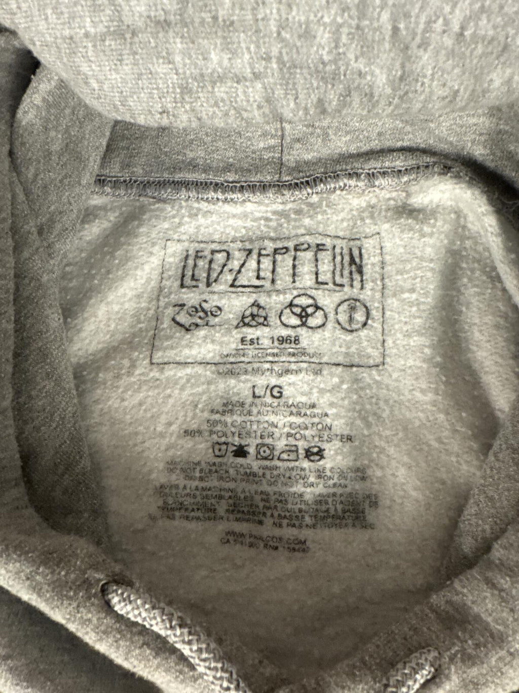 Led Zeppelin Graphic Hoodie Large Gray US Tour 1975 Pullover