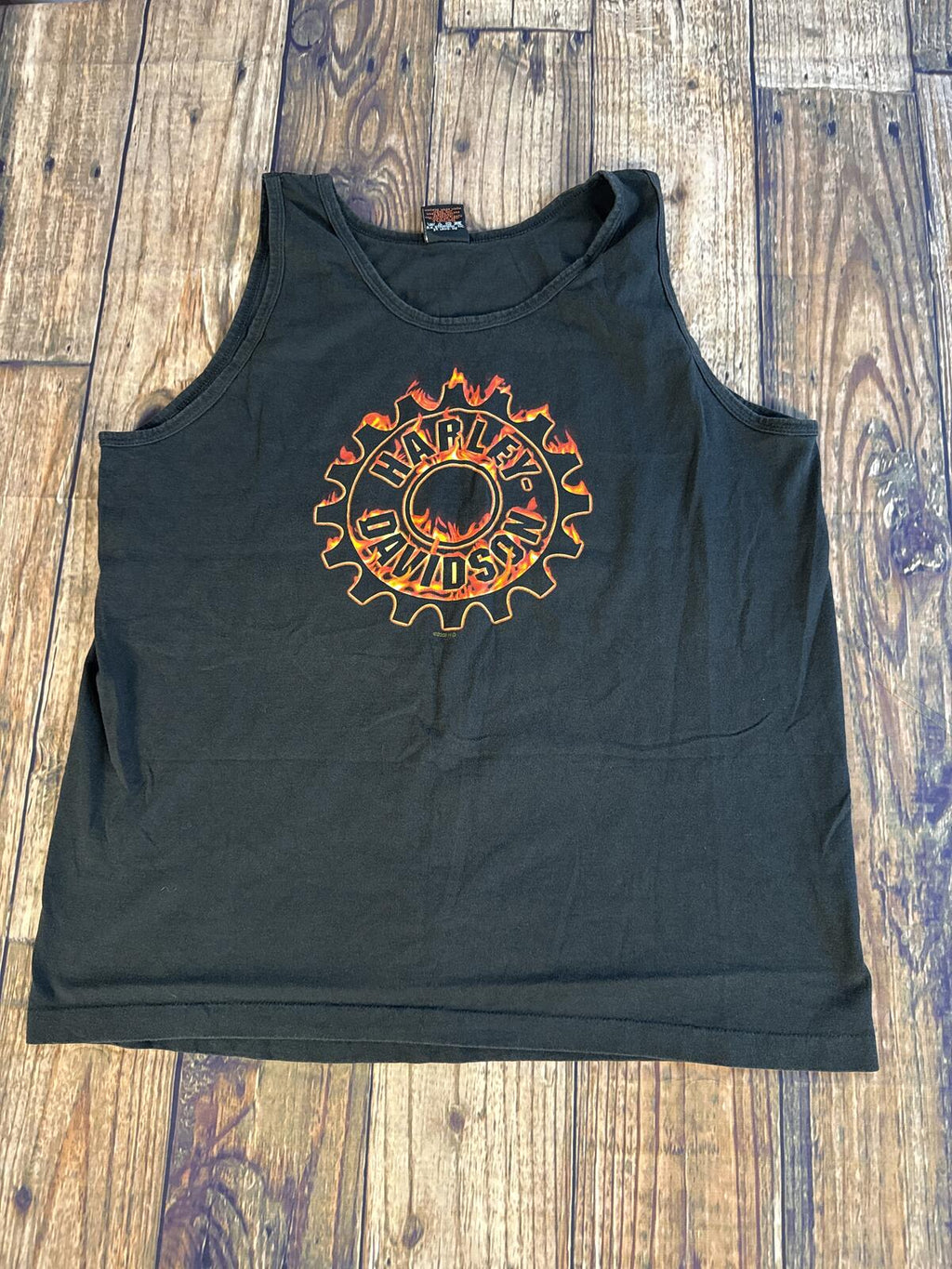 Harley Davidson Athens Ohio Flame Tank Top Black XL USA Vintage
