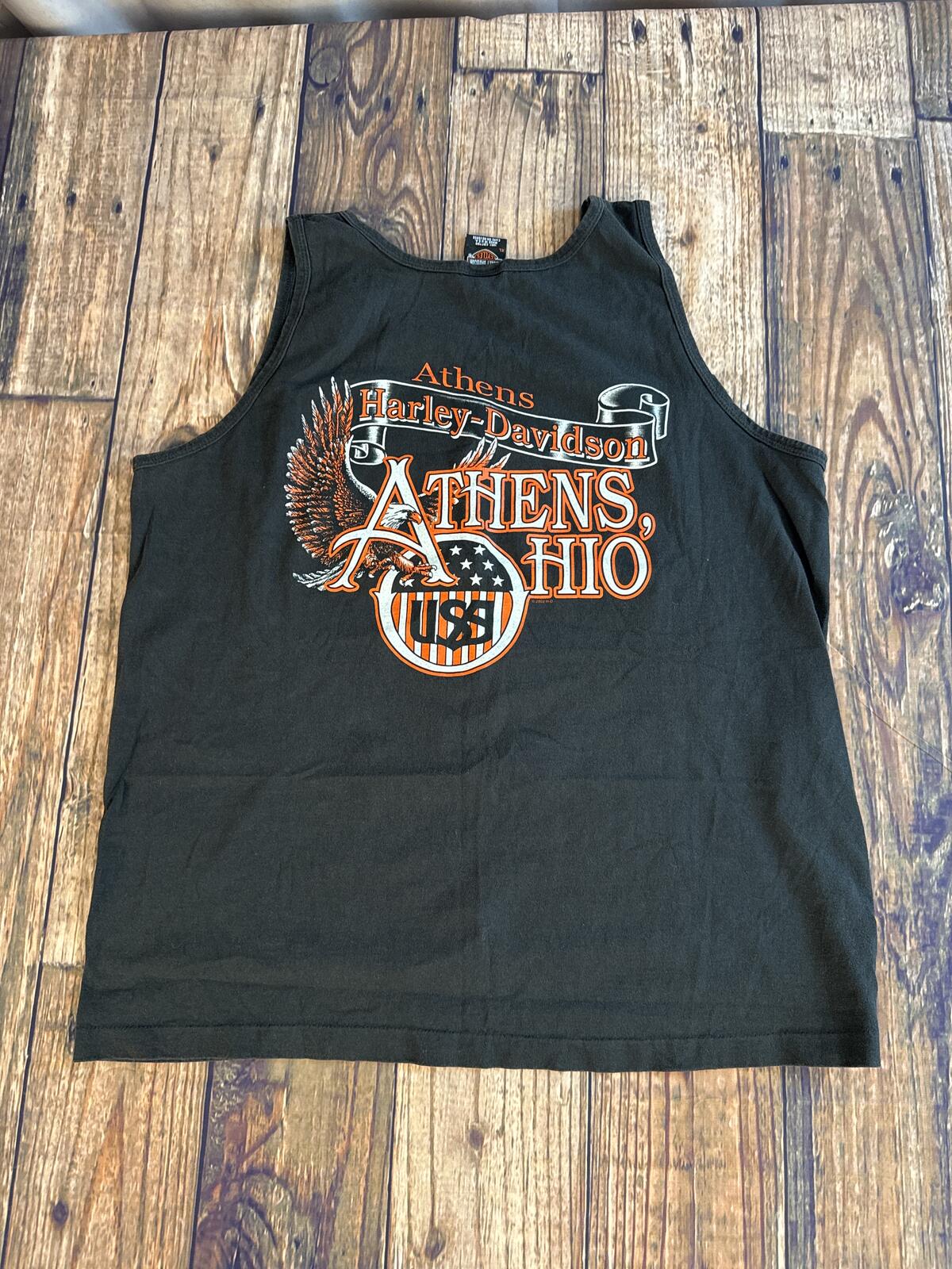 Harley Davidson Athens Ohio Flame Tank Top Black XL USA Vintage