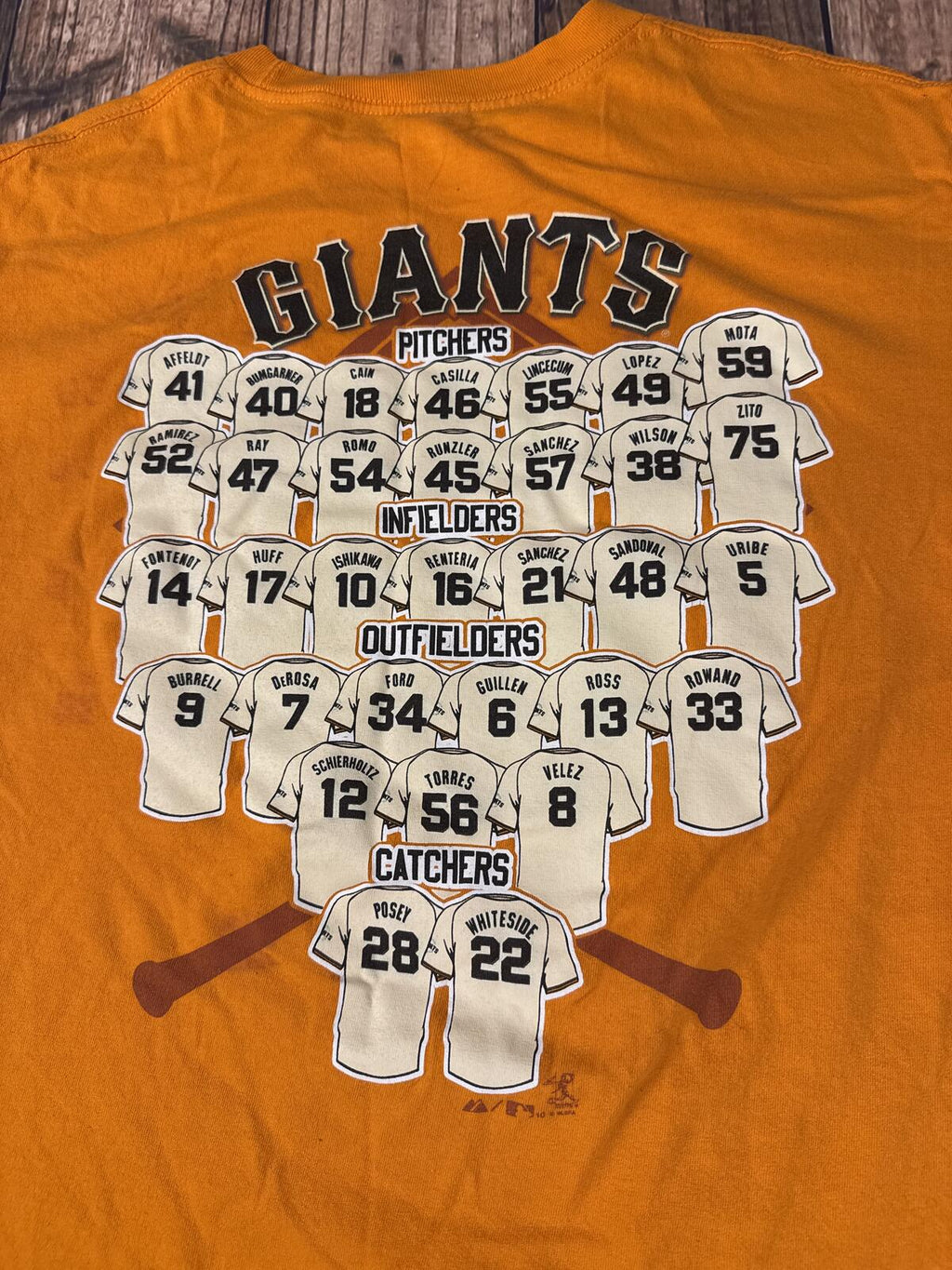 San Francisco Giants 2010 World Series Champions Roster T-Shirt