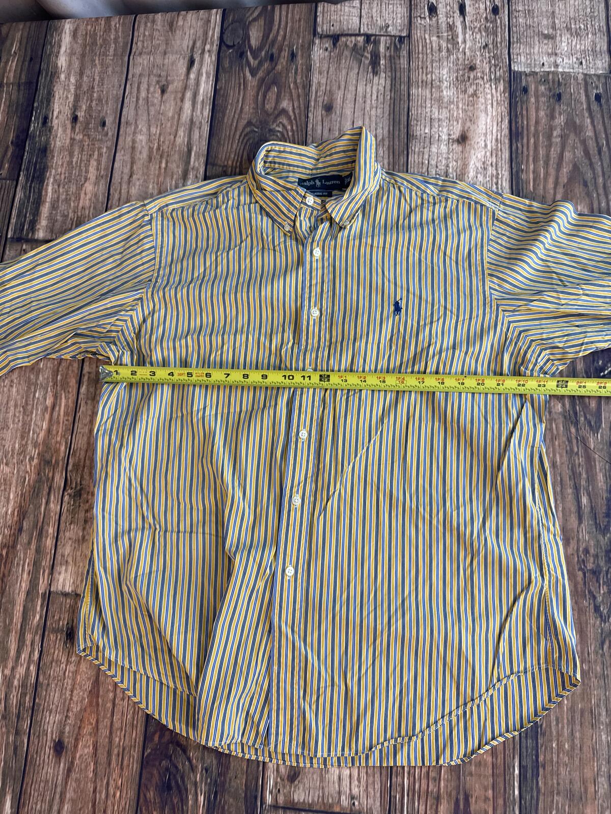 Polo Ralph Lauren Classic Fit Striped Button Up Shirt Men’s XL Yellow Blue