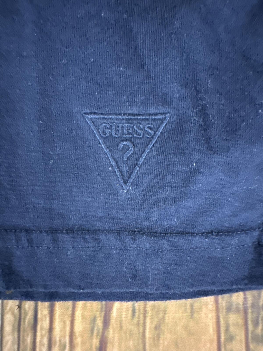 GUESS Women’s Textured Henley Shirt Size Large Blue White Y2