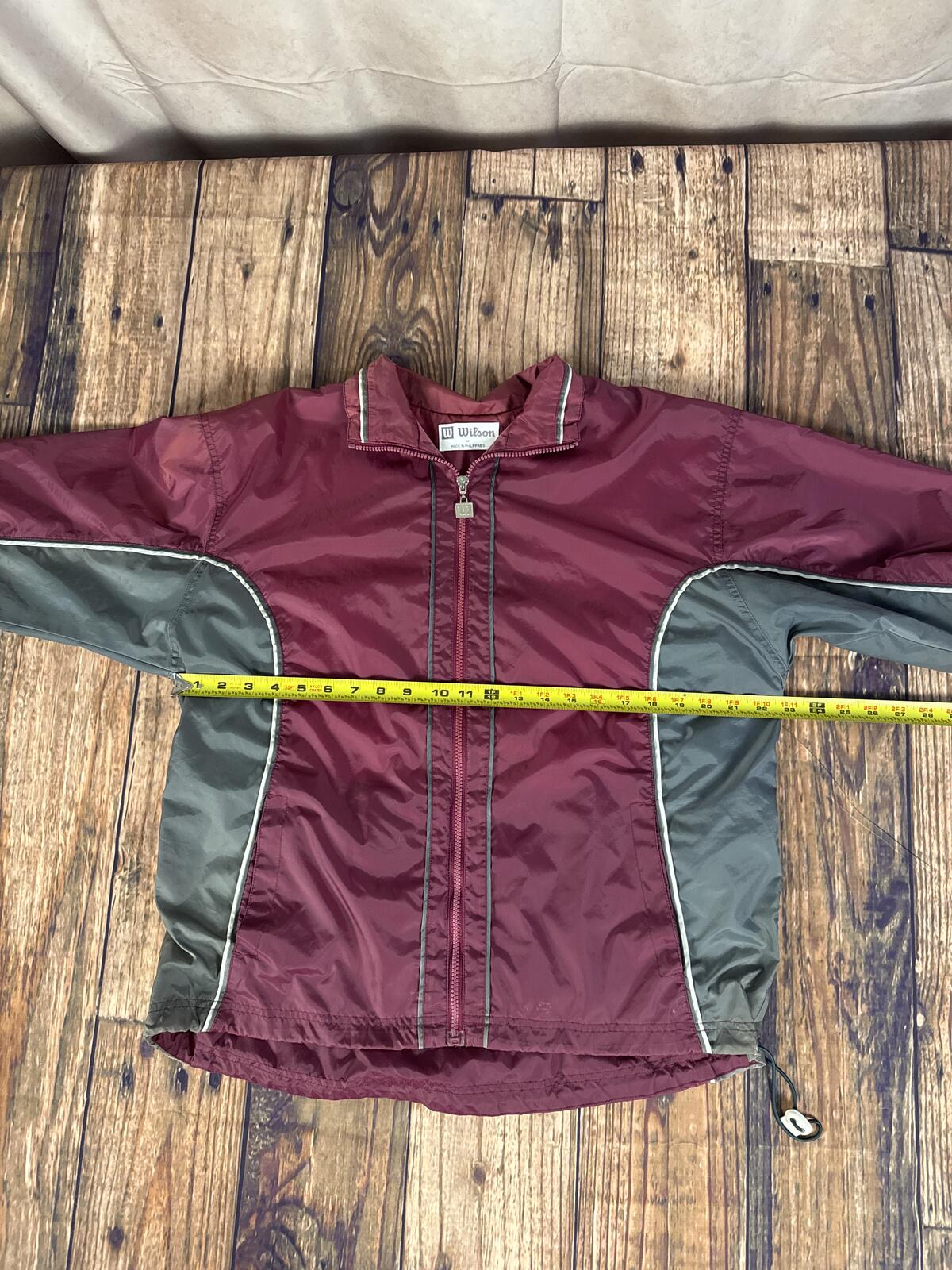 Vintage Wilson Windbreaker Jacket Burgundy Gray Full Zip Medium