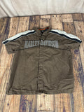 Harley-Davidson Men’s XL Button Up Shirt Brown Embroidered Y2K