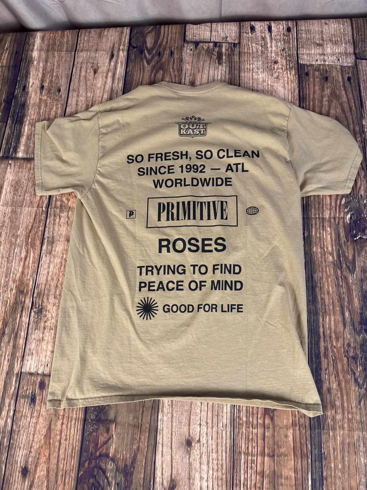 Outkast x Primitive Graphic T-Shirt Tan Large Hip Hop Streetwear Tee