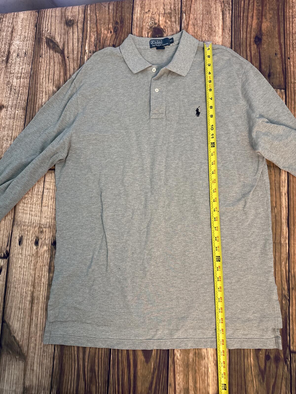 Polo Ralph Lauren Long Sleeve Polo Shirt Mens XL Gray Pony Logo