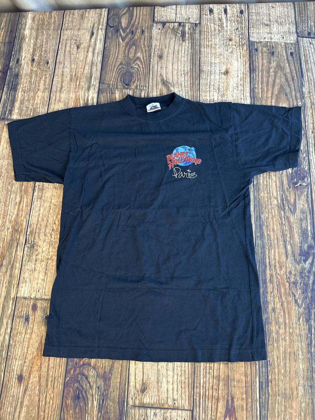 Planet Hollywood Paris Graphic T Shirt Navy Blue Size M Short Sleeve Crew Neck