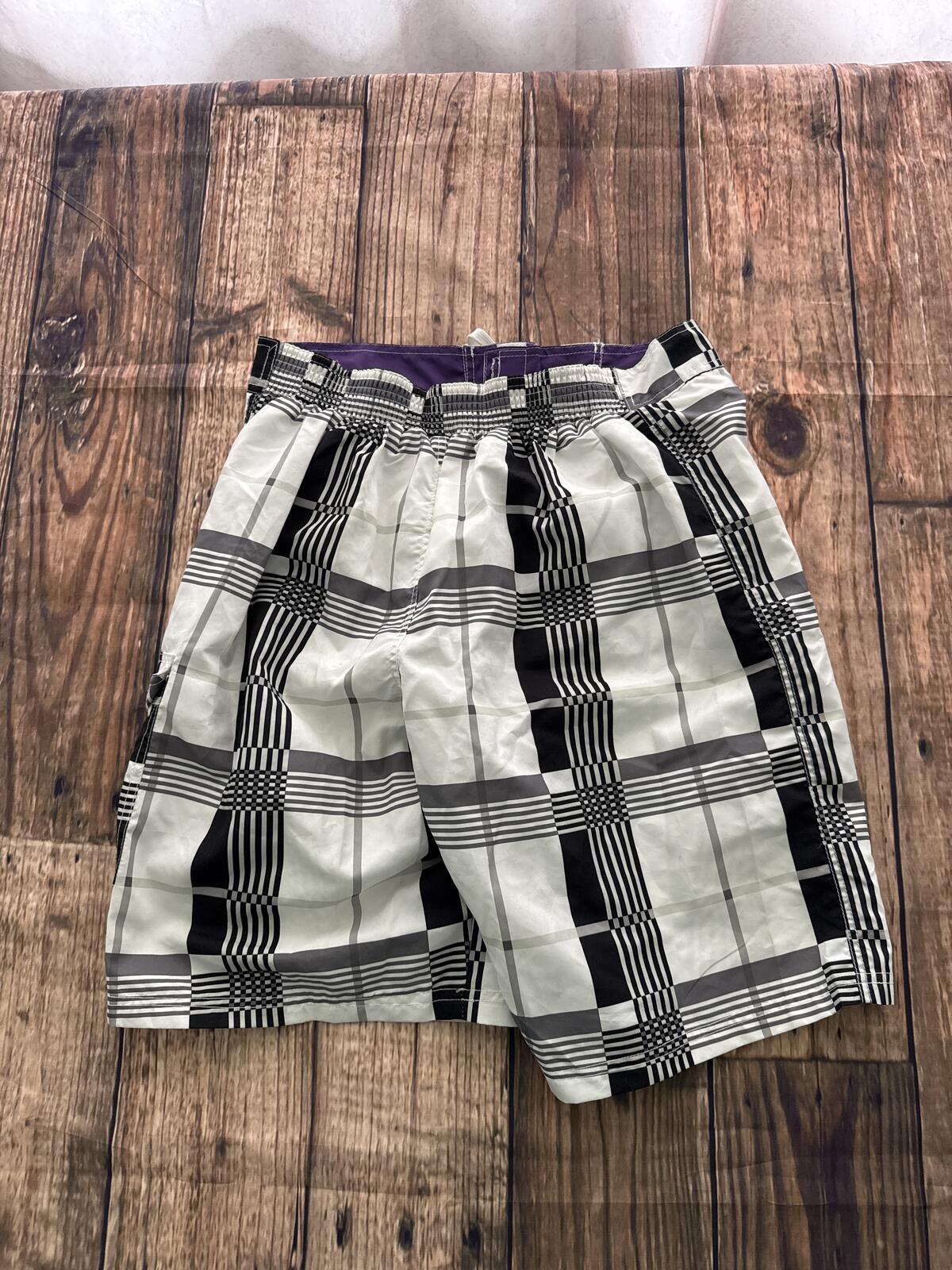 Vintage Los Angeles Lakers Plaid Swim Trunks