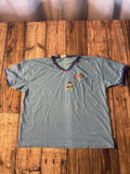 Vintage Garfield & Odie Embroidered Pocket Shirt Blue Patterned Tee