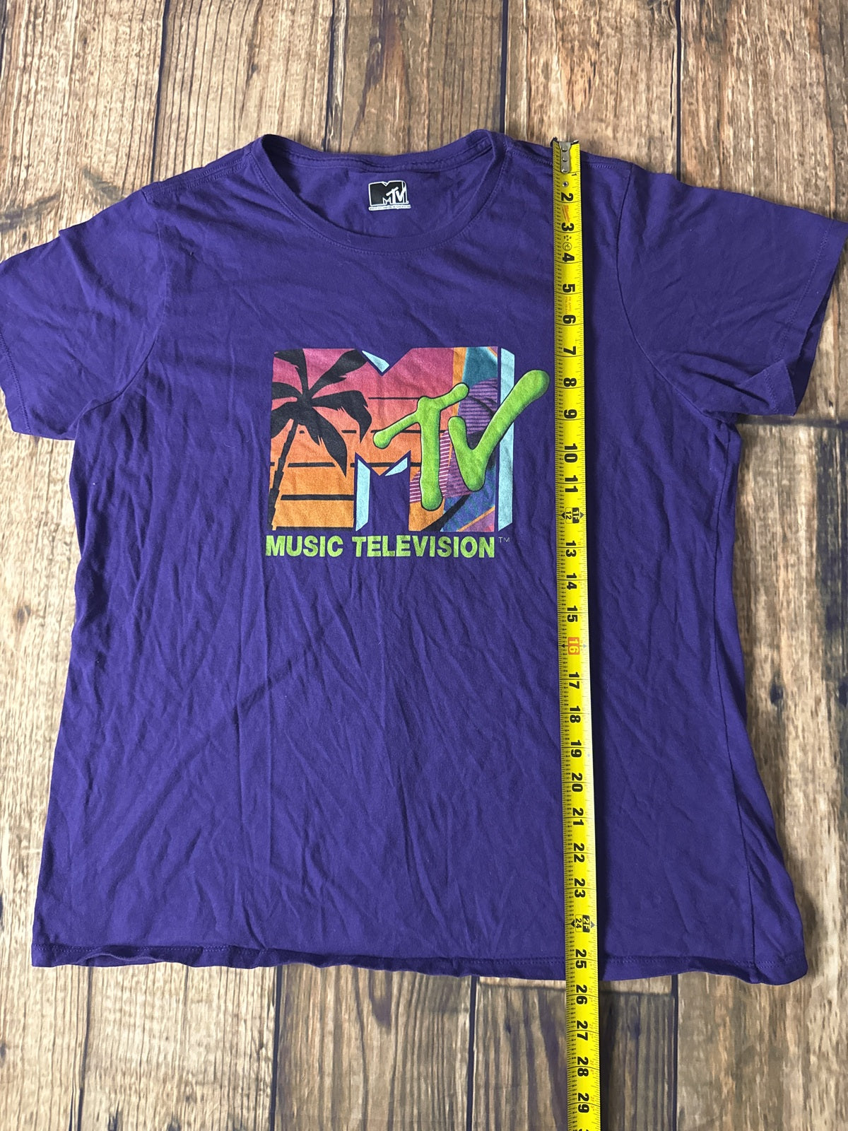 MTV Music Television Graphic T-Shirt Purple Retro Logo Tee