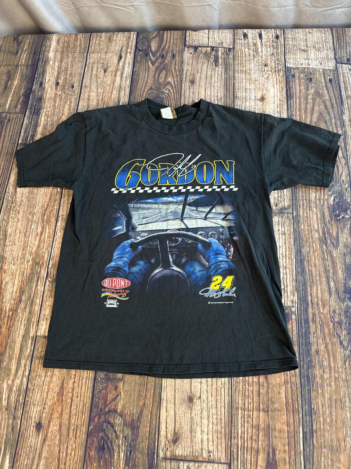 Vintage Jeff Gordon Dupont NASCAR Nutmeg Mills T-Shirt Black Size Large
