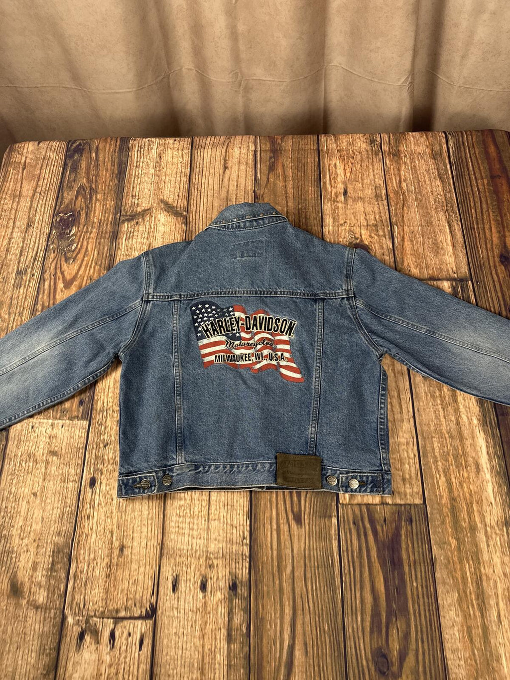Vintage Y2K Harley-Davidson Women’s Denim Jacket Back Graphic