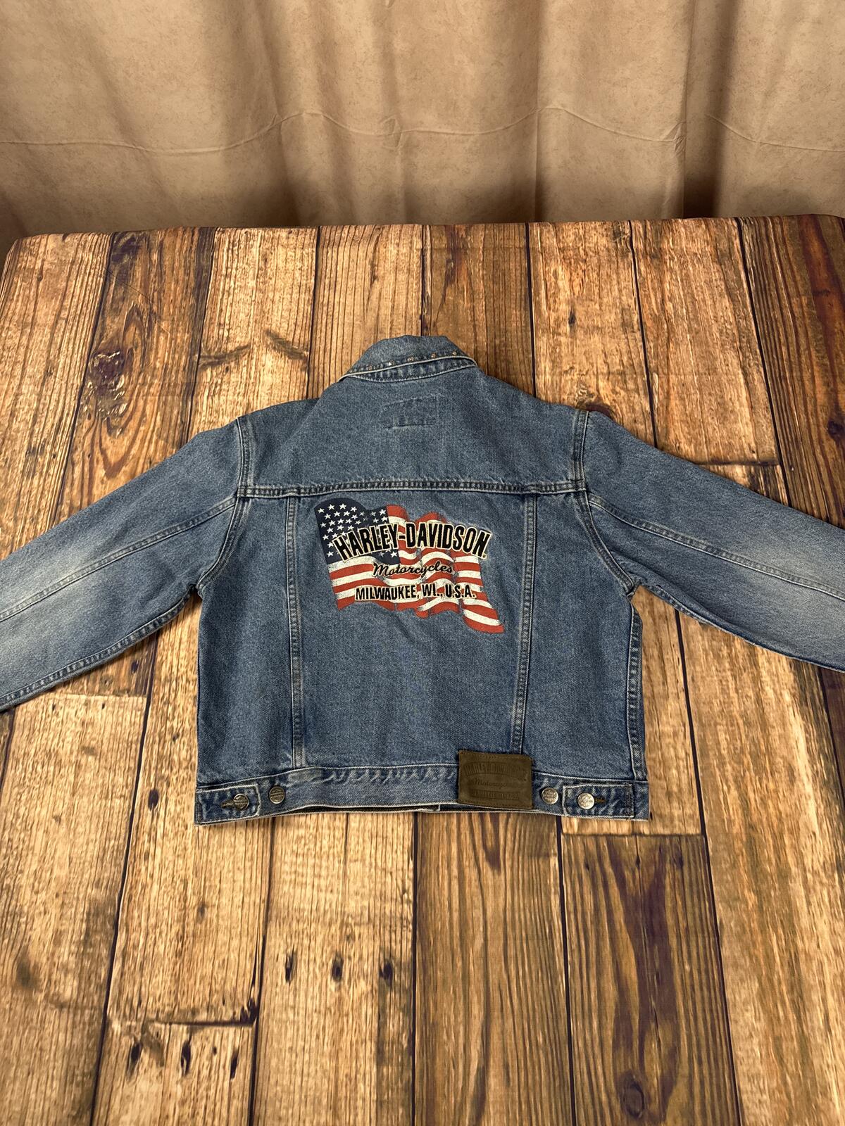 Vintage Y2K Harley-Davidson Women’s Denim Jacket Back Graphic