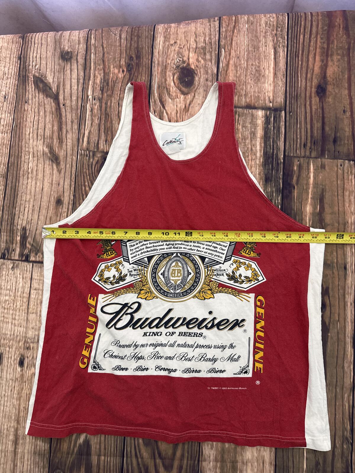 Budweiser King of Beers Tank Top Red White 2002 Graphic Shirt