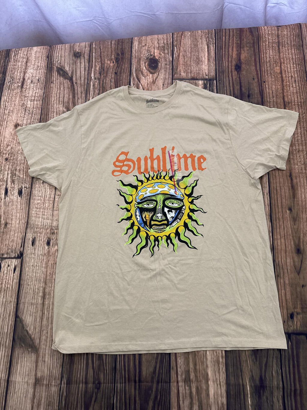 Sublime Sun Logo Graphic T Shirt Mens 2XL Tan Band Tee