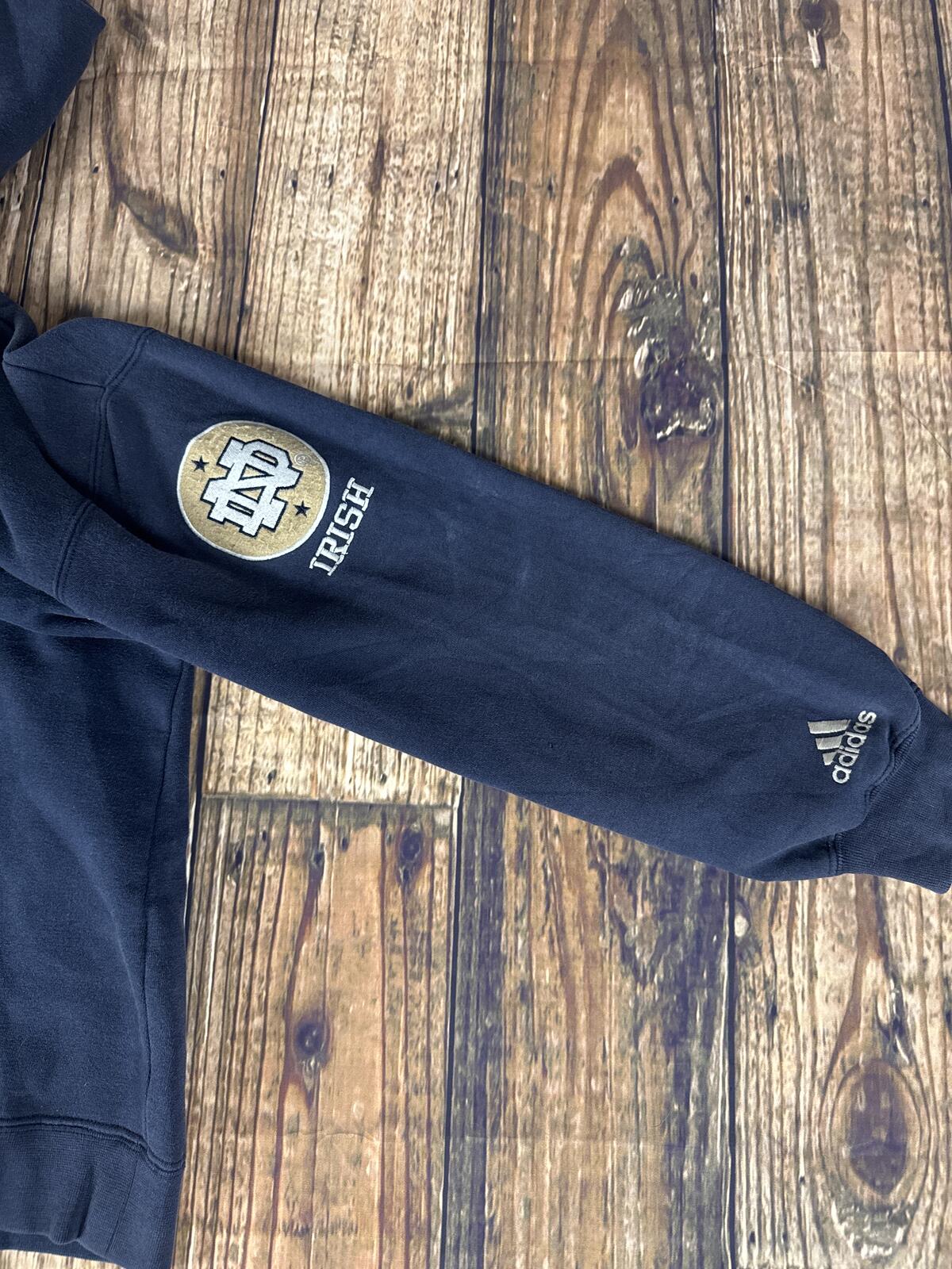 Adidas Notre Dame Fighting Irish Hoodie Large Navy Pullover Sweatshirt