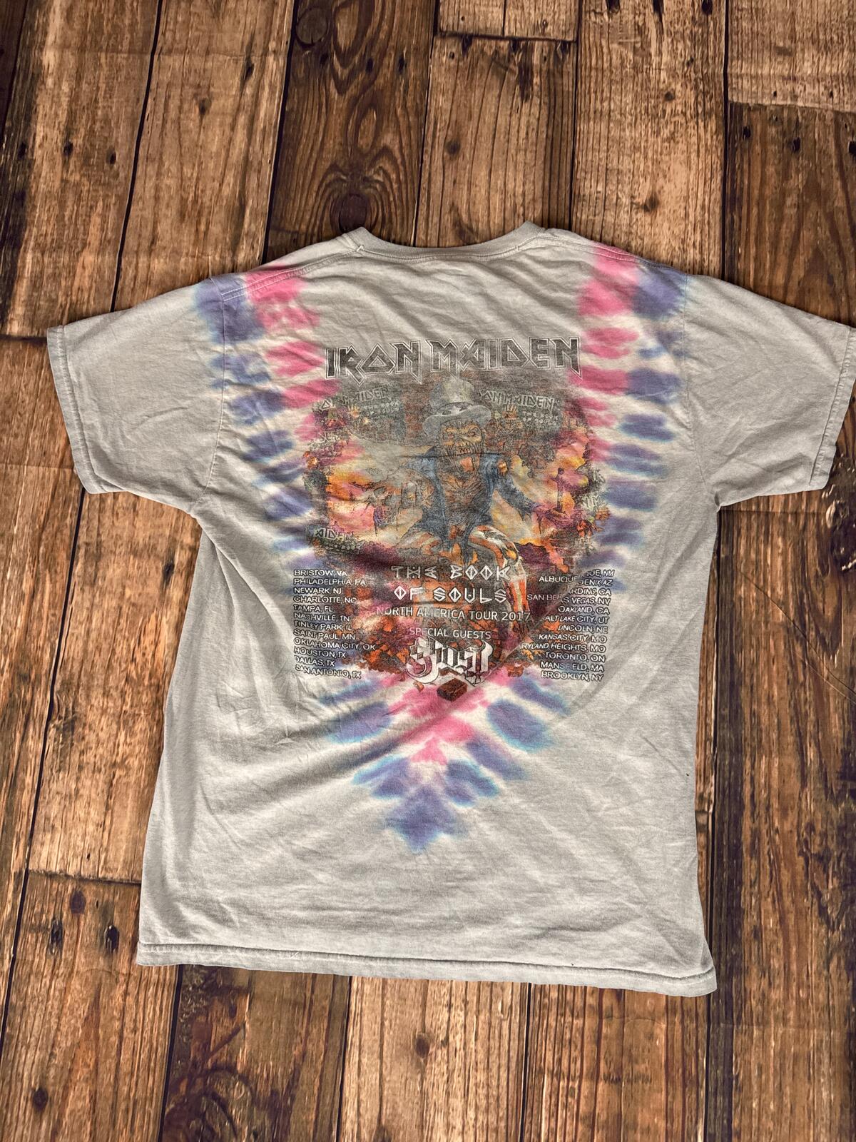 Iron Maiden Book of Souls 2017 North America Tour Tie Dye Band Tee Size M