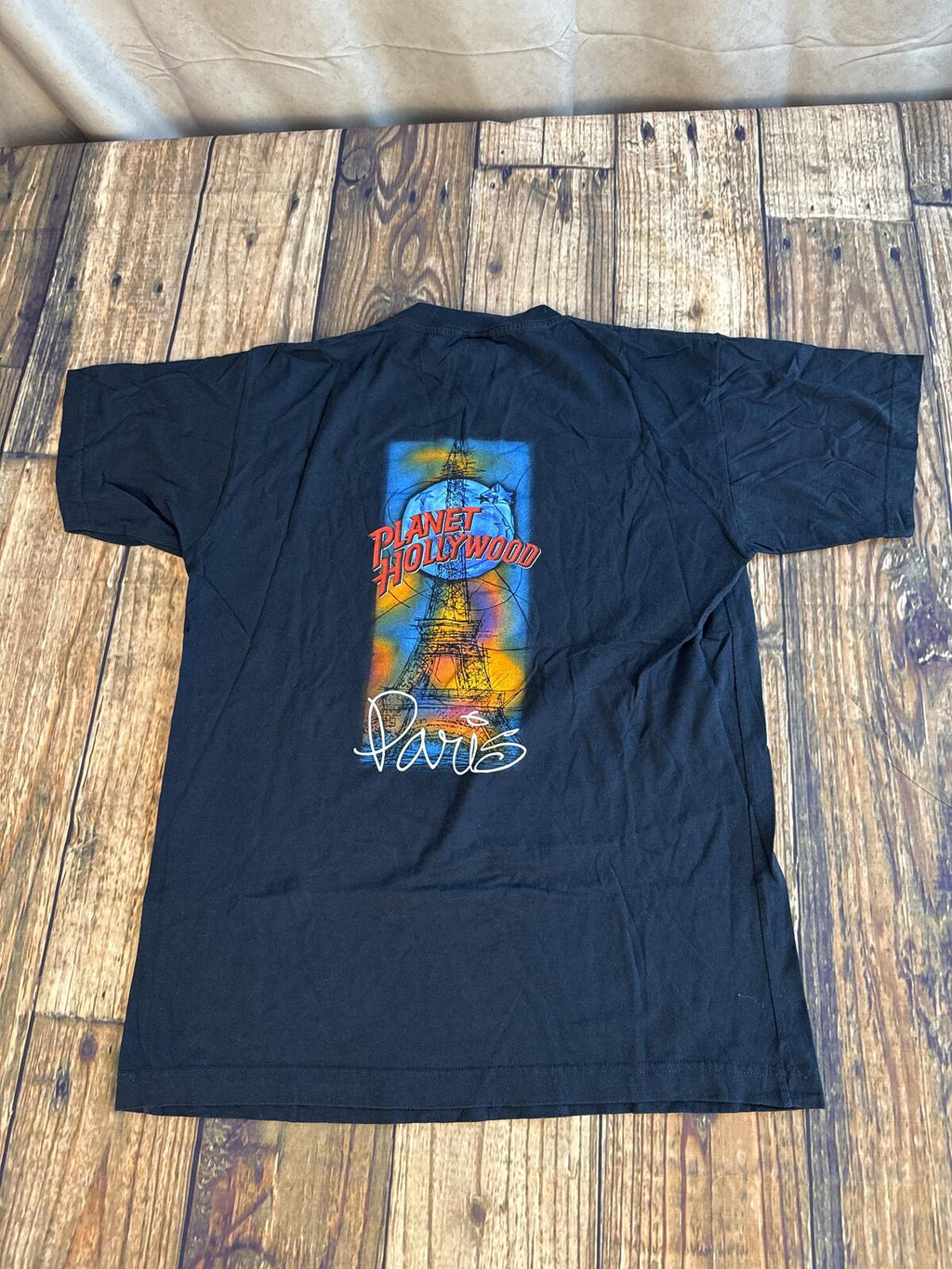 Planet Hollywood Paris Graphic T Shirt Navy Blue Size M Short Sleeve Crew Neck
