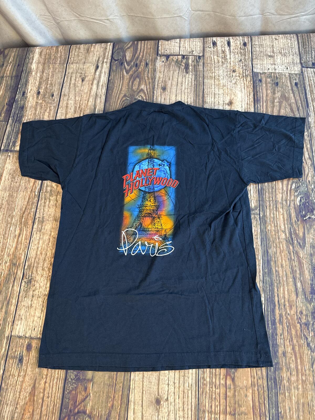 Planet Hollywood Paris Graphic T Shirt Navy Blue Size M Short Sleeve Crew Neck
