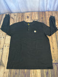 Carhartt Original Fit Pocket Henley Shirt Mens 2XL Tall Black Long Sleeve