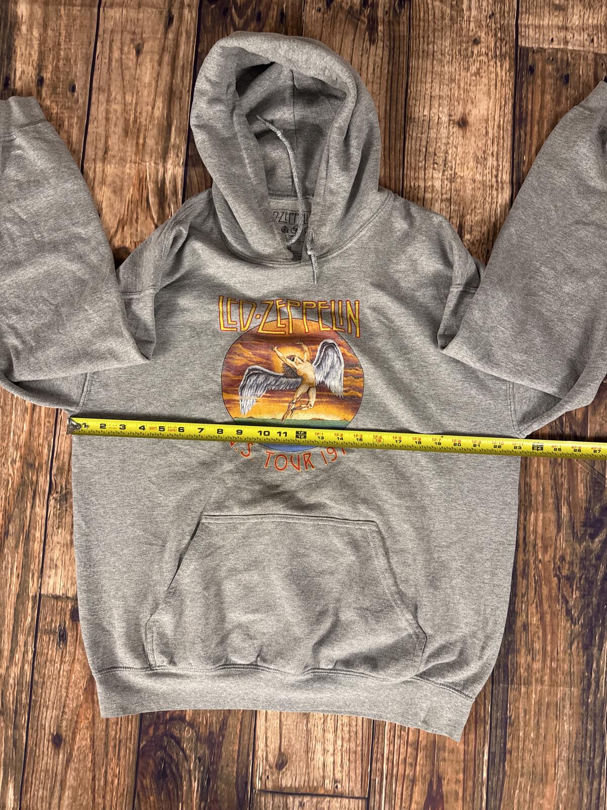 Led Zeppelin Graphic Hoodie Large Gray US Tour 1975 Pullover