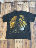 Bob Marley Lion Graphic Black T-Shirt Zion Rootswear Size Medium
