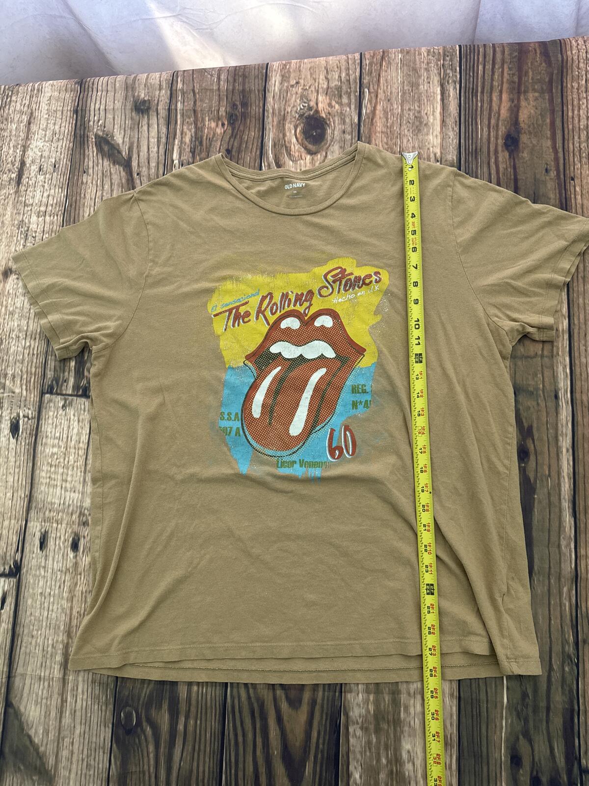 Rolling Stones Tongue Logo Graphic T Shirt Mens XXL Brown Band Tee