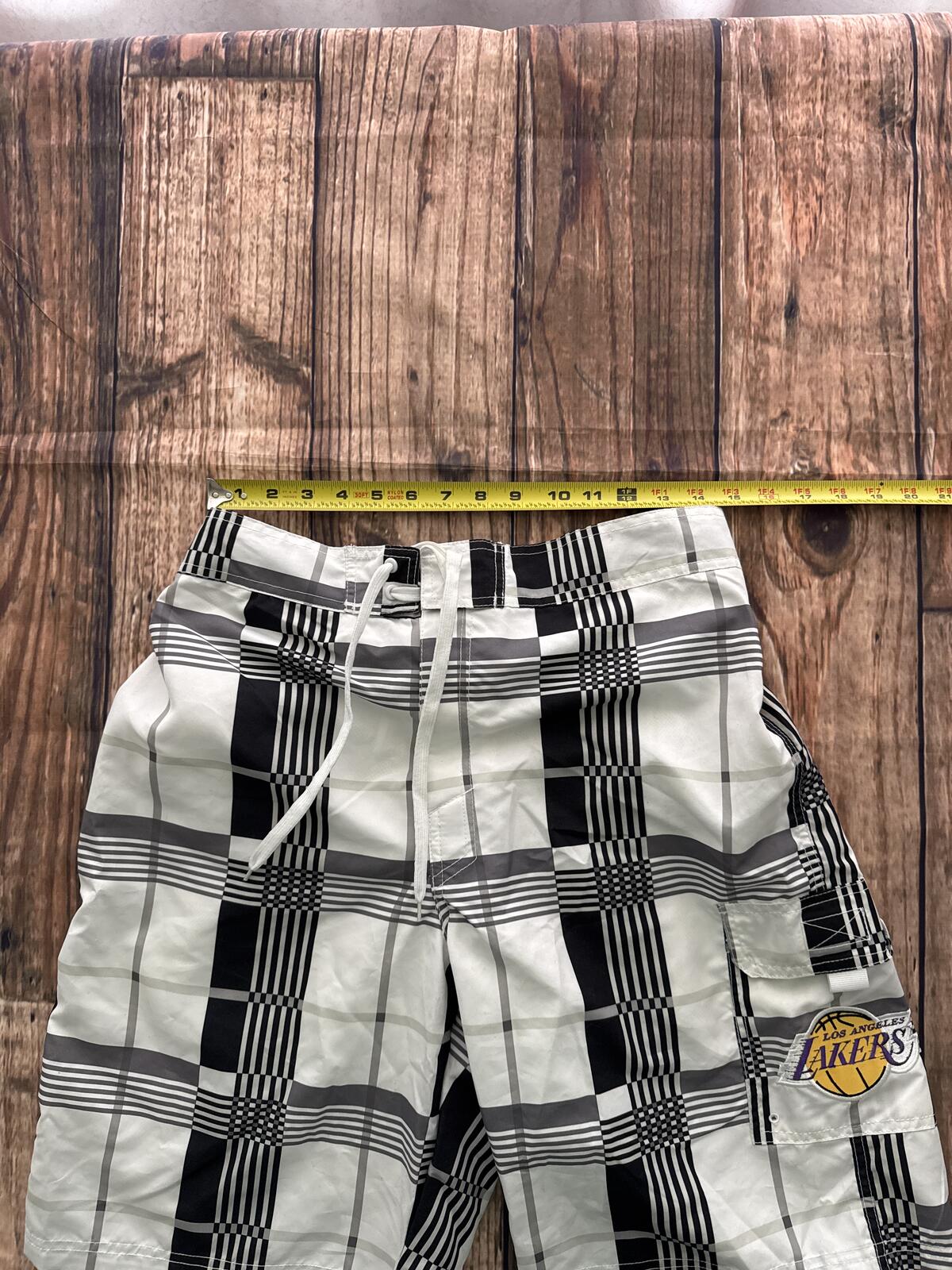 Vintage Los Angeles Lakers Plaid Swim Trunks