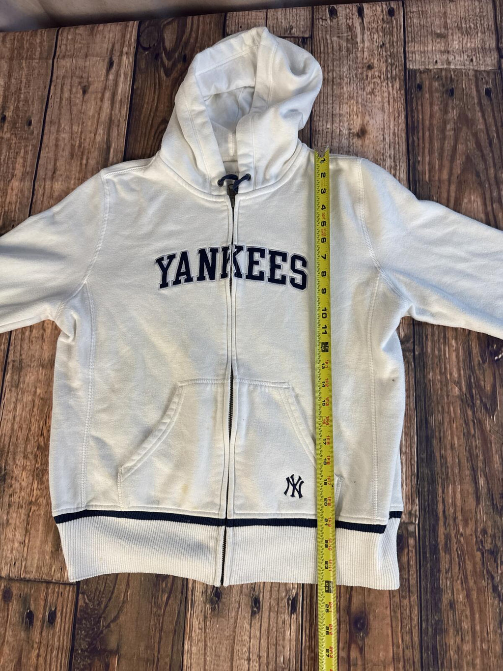 Nike Team New York Yankees Full Zip Hoodie Cream Large MLB