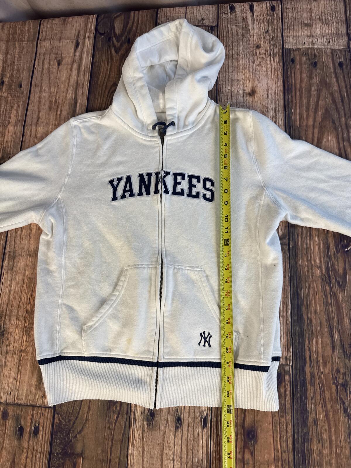 Nike Team New York Yankees Full Zip Hoodie Cream Large MLB
