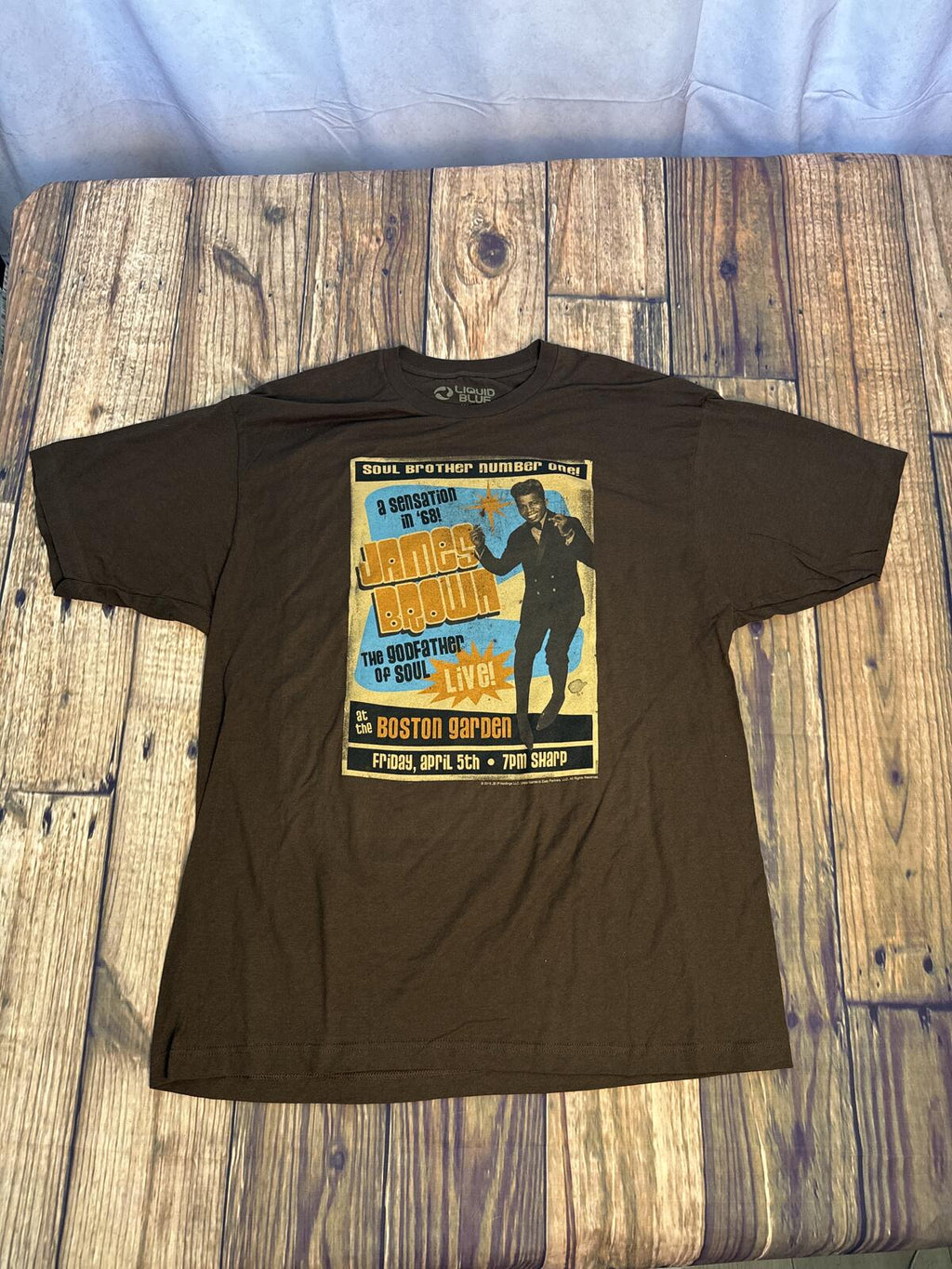 James Brown Godfather Of Soul Graphic T Shirt Mens XL Liquid Blue