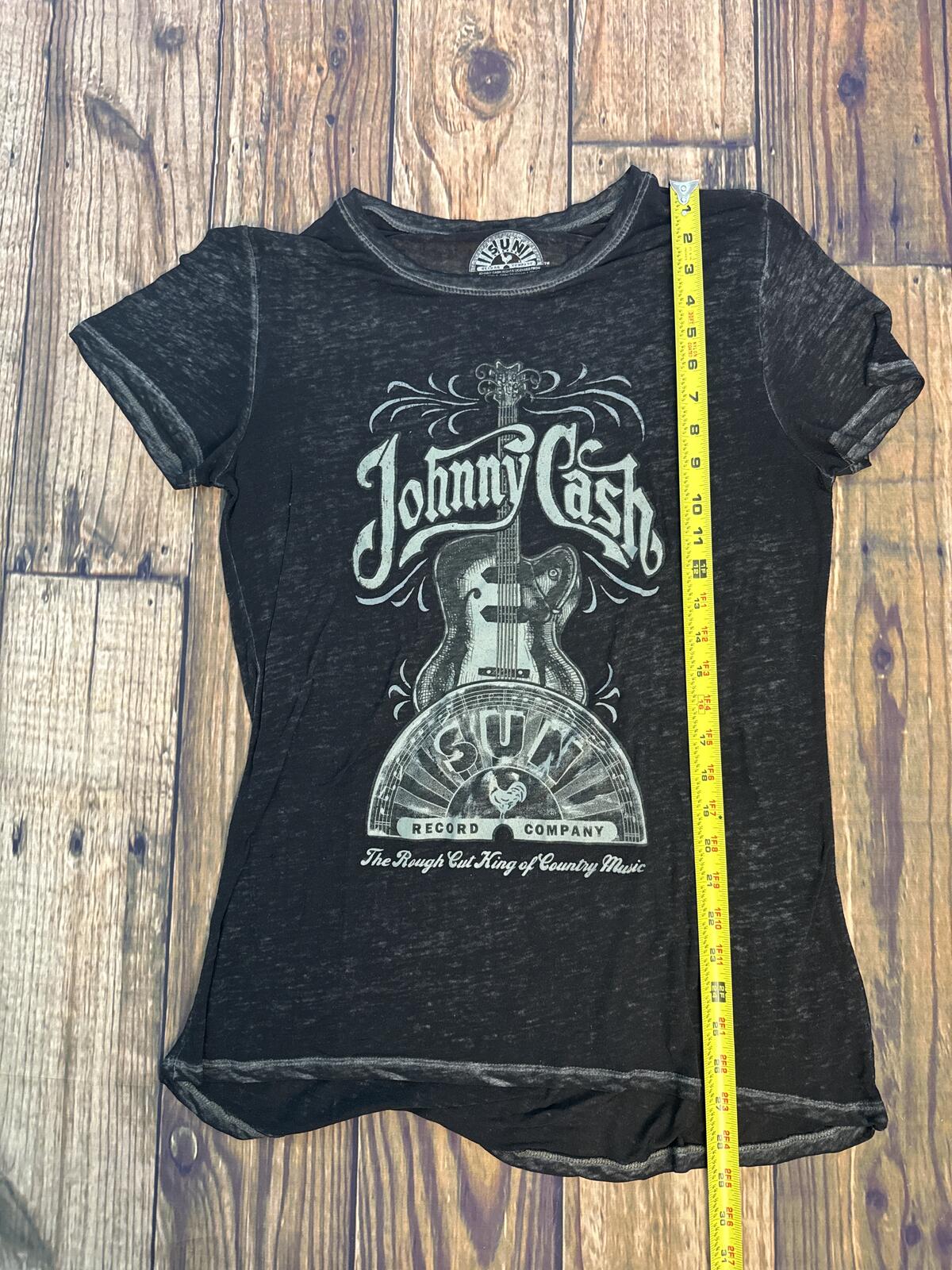 Johnny Cash Sun Records Burnout Graphic T Shirt Womens XL Black