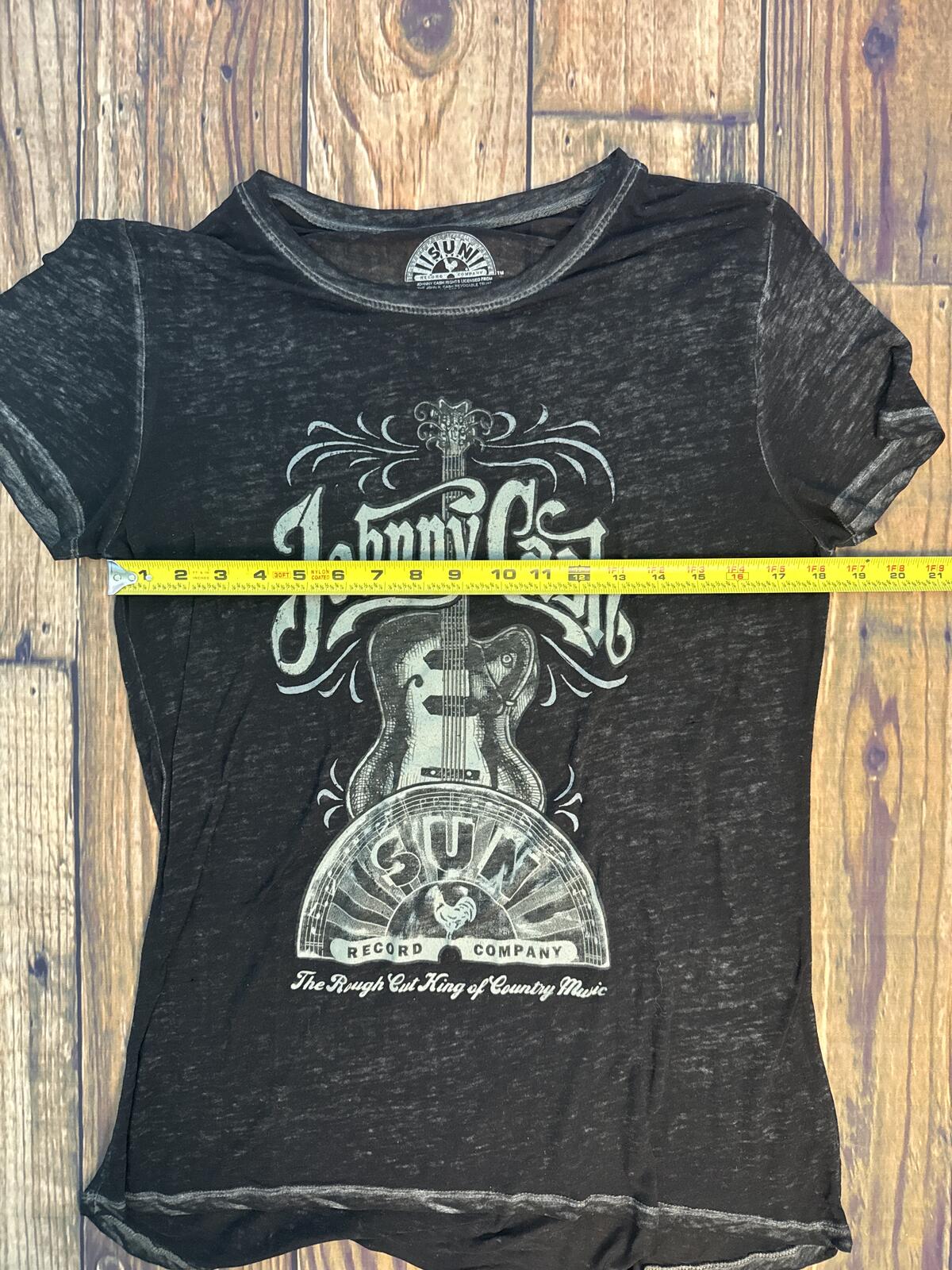 Johnny Cash Sun Records Burnout Graphic T Shirt Womens XL Black